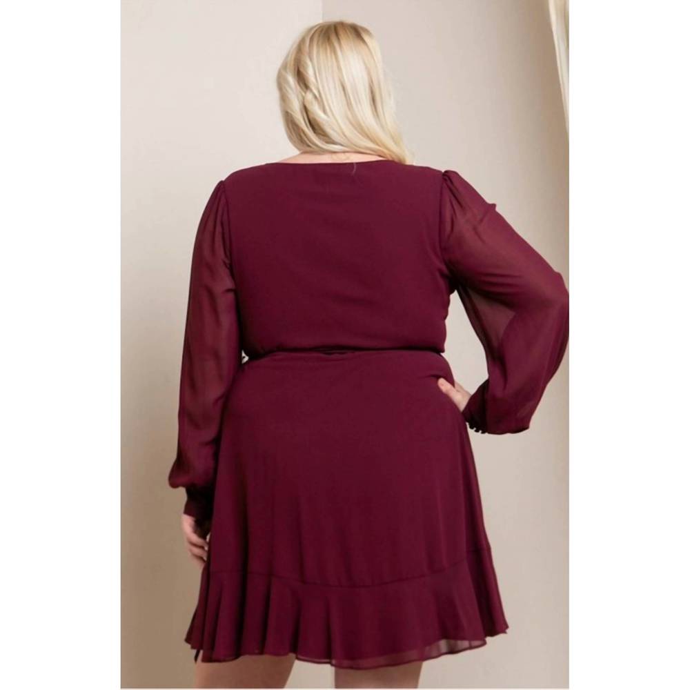 NEW SOIEBLU long sleeve wrap dress in cabernet - Picture 3 of 3